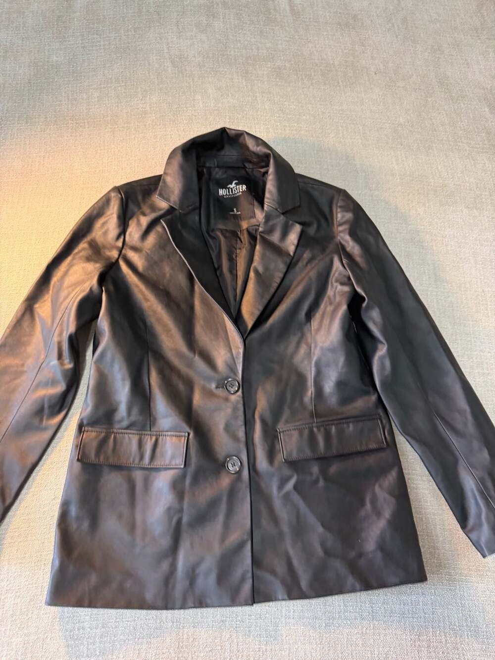 Hollister California Faux Leather Blazer Black